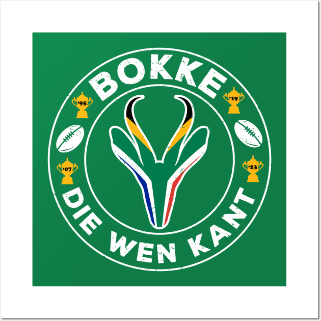 South Africa Die Wen Kant Funny Vintage T-Shirt | Springbok Head & Flag 2023 2019 2007 1995 | Nou Gaan Ons Braai | Lekker Wall Art by BraaiNinja